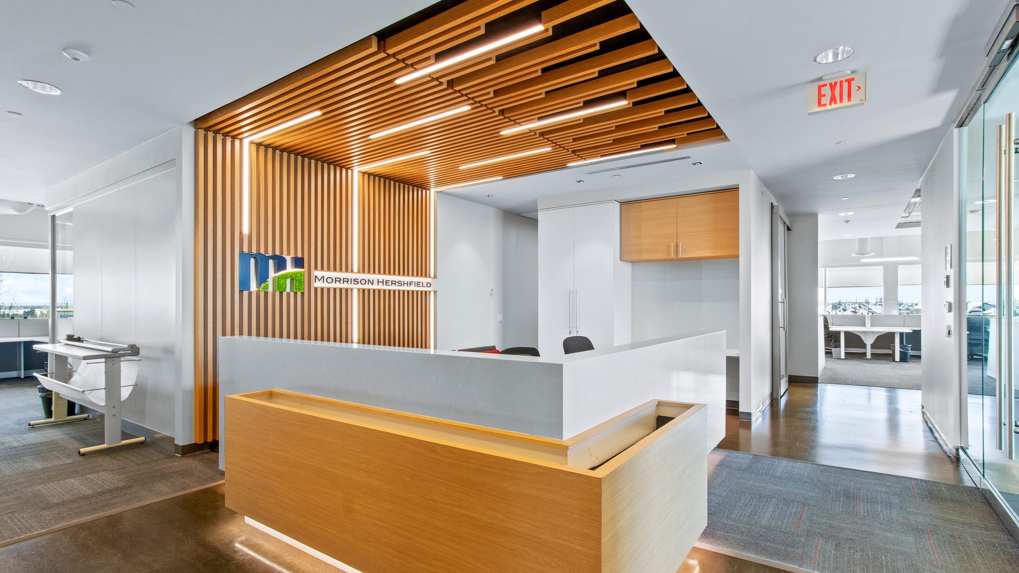 Commercial building reception and lobby interior in Edmonton