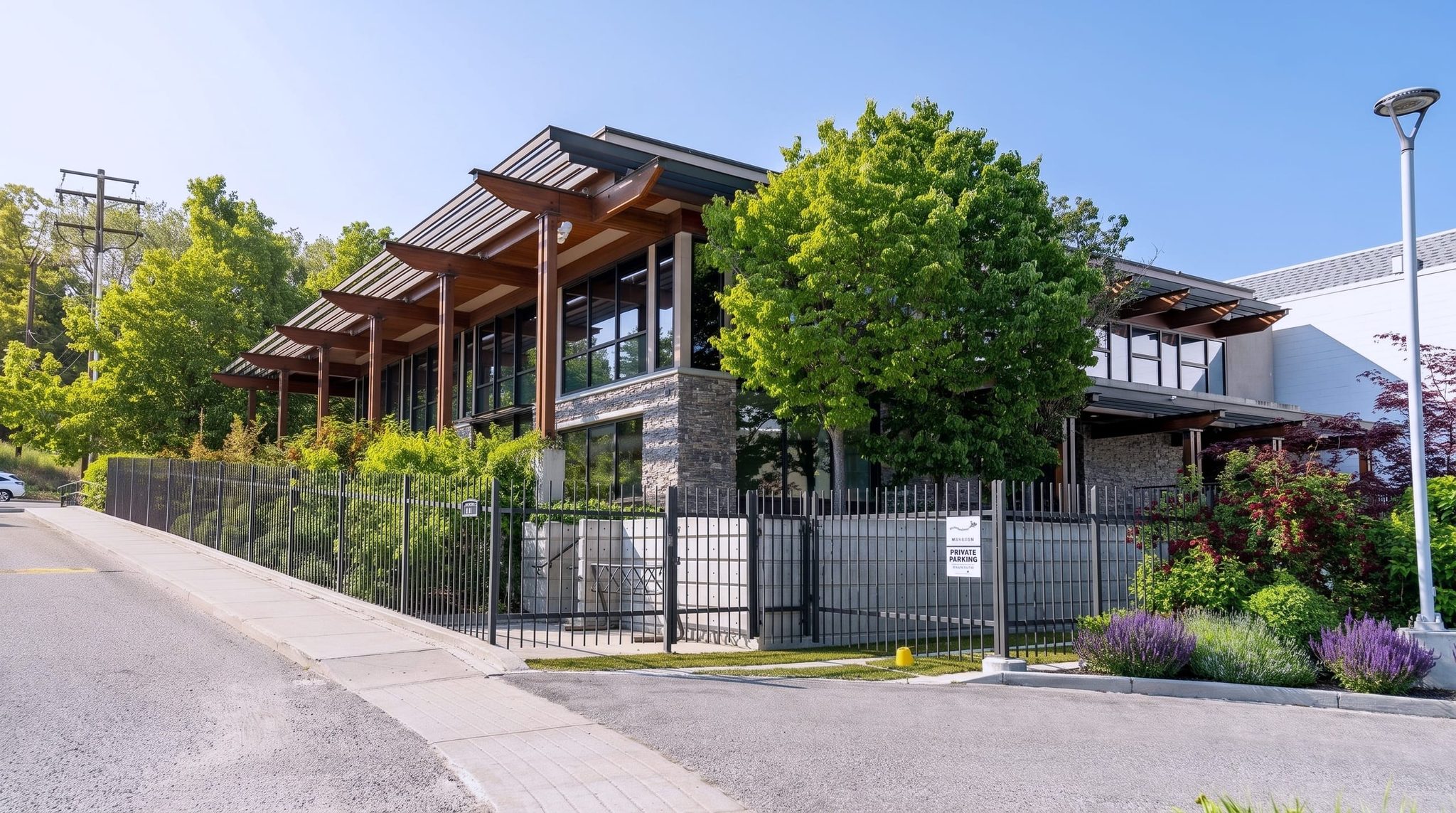 Timber and glass commercial office building in Kelowna