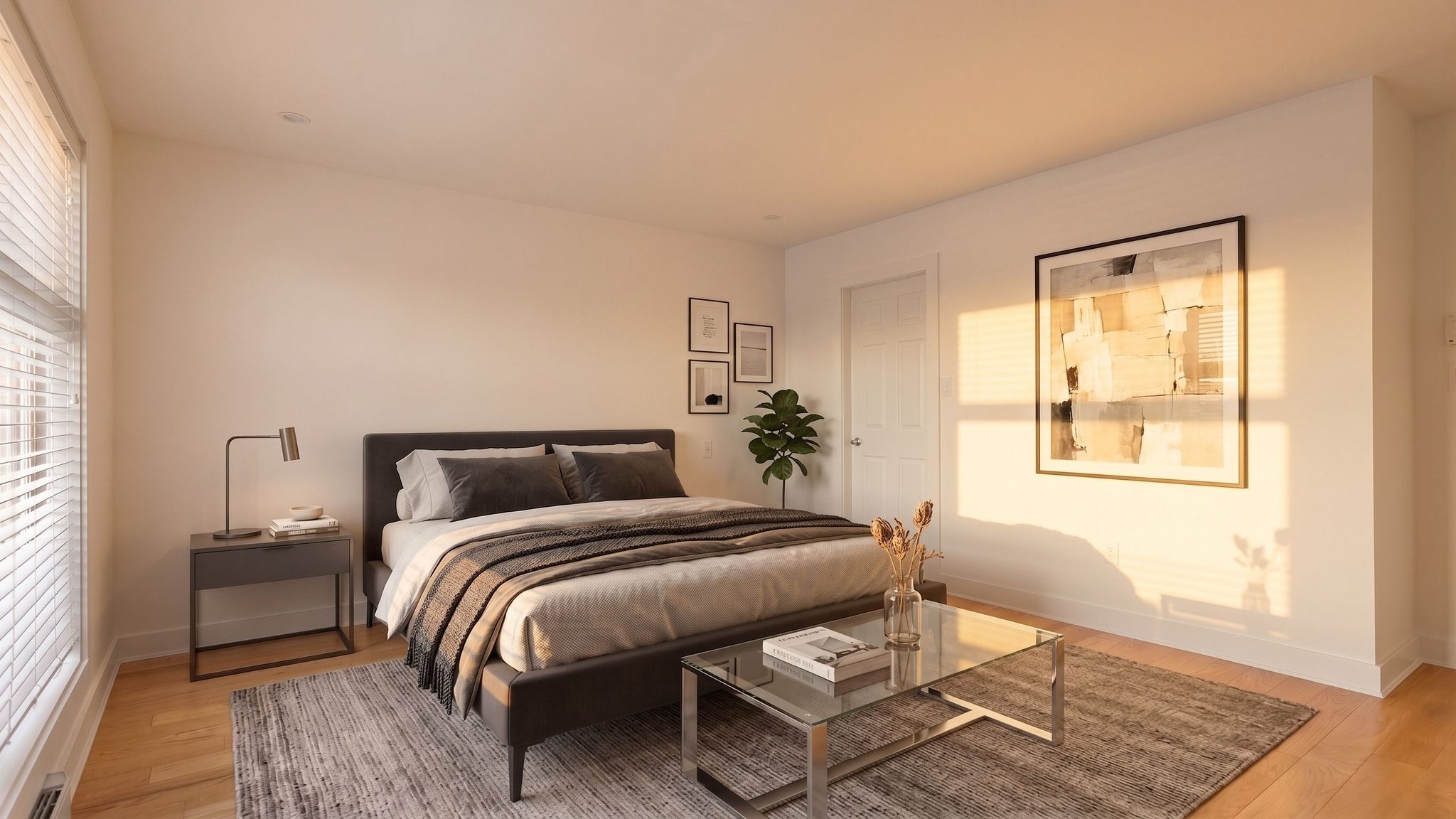 Furnish an empty room with furniture and decor so buyers can picture themselves living there, delivered alongside your regular photos., after