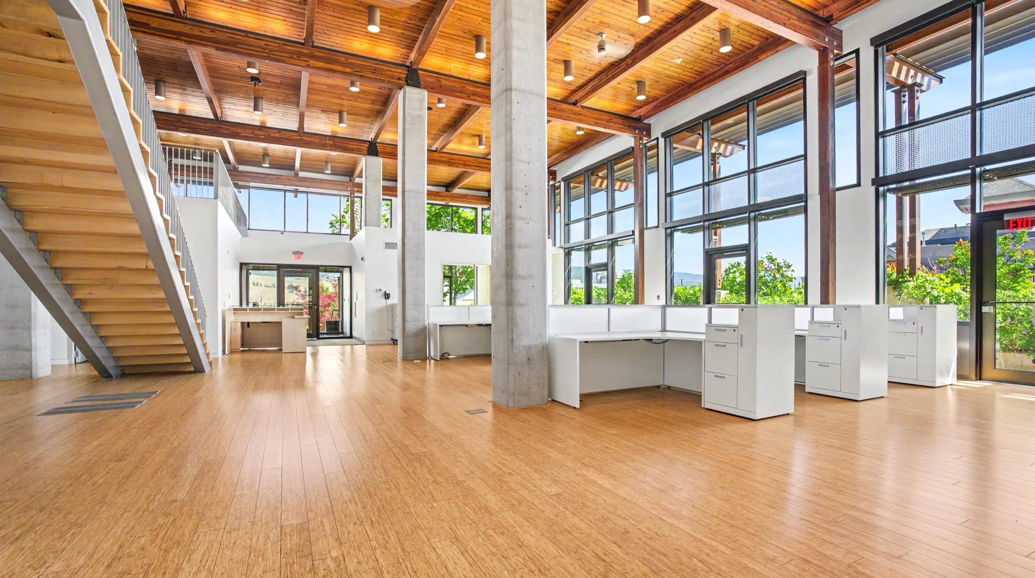 Show how a vacant office, retail unit or amenity space could be furnished., before