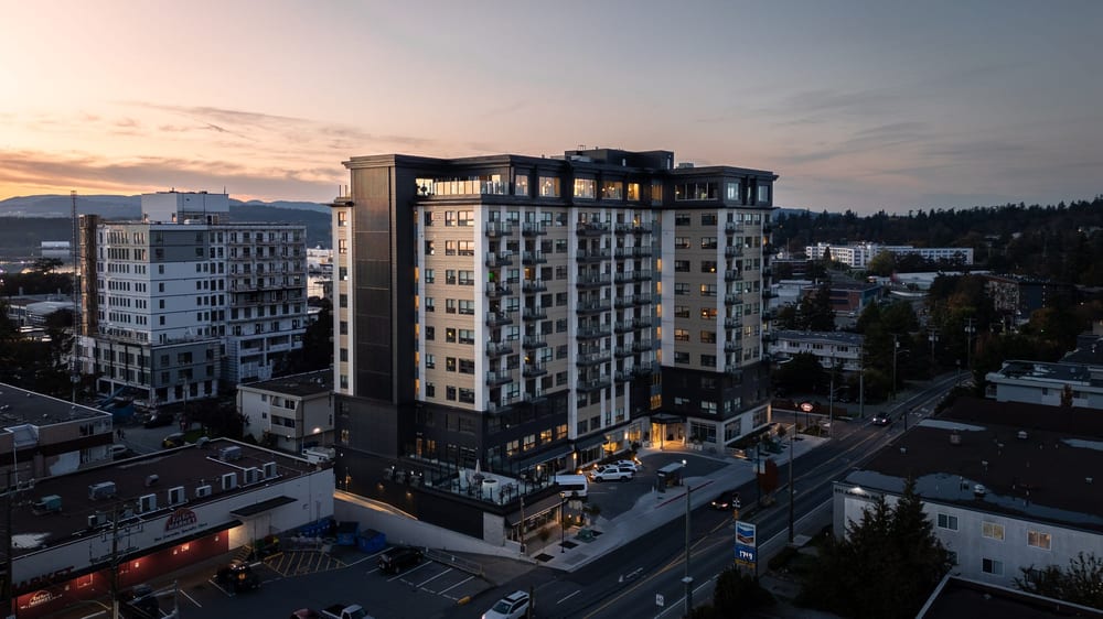 Commercial highrise architectural photography at twilight
